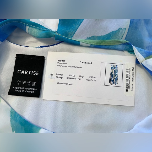 Resort Season: NWT Cartise Blue/Green Short Dress/Tunic sz14/16 - Picture 4 of 9